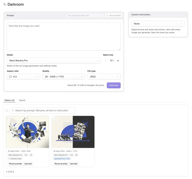 Screenshot of Darkroom Statamic Addon.