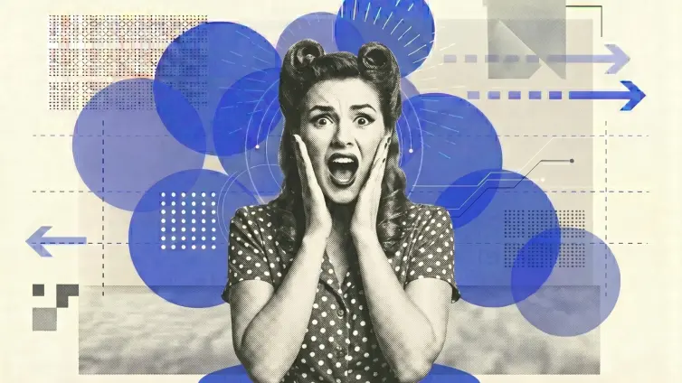 1950s style woman screaming.