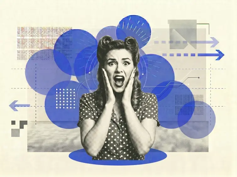 1950s style woman screaming.