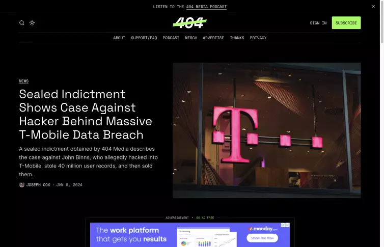 Screenshot of 404media.co.